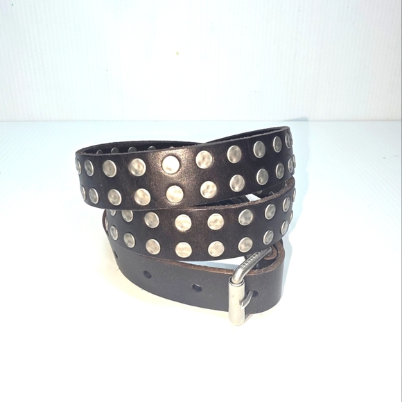 All Saints leather eyelet belt black size small 34 - Picture 1 of 7